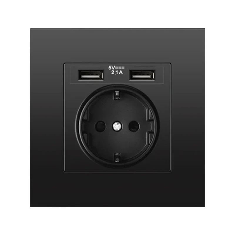 Настенная двойная розетка USB DepoGuye 2.1A, розетка для спальни, настенная розетка 16A, панель ПК, стандартная розетка Испании, России и ЕС