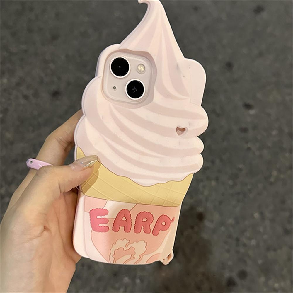 Корейский милый 3d конус мороженого силиконовый защитный чехол для Iphone 14 13 12 Pro Max 11 прекрасный мультяшный противоударный мягкий чехол