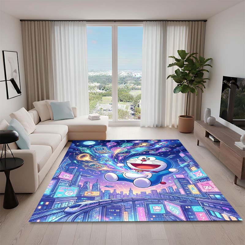 Cute Doraemon Rug, Suitable for Playrooms, Bedrooms, Living Rooms, Sofas, and Other Home Décor; Non-slip Children's Mat.