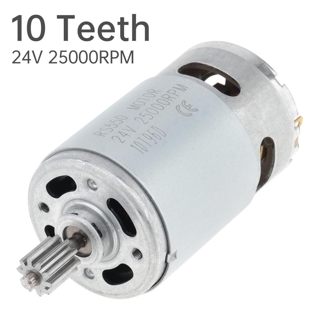 RS550 24V 25000RPM High Speed DC Motor 10 Teeth Gear 10x13mm Electric Ride On Vehicle Upgrade Replacement