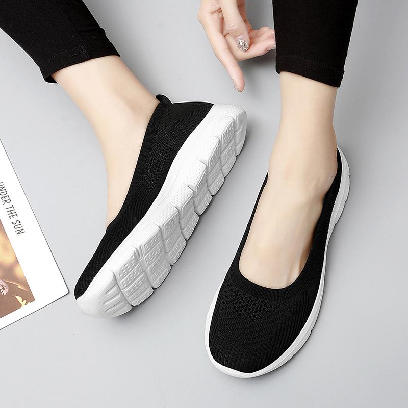 Женские мокасины, лоферы, повседневные зеленые туфли для ходьбы, летние черные легкие носки, обувь для мам, большой размер