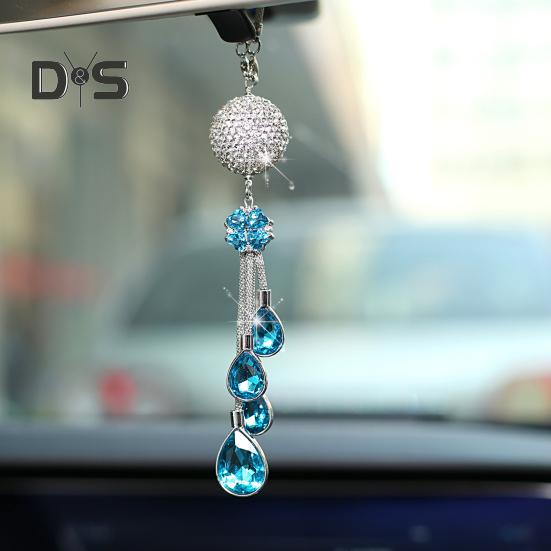 Автомобильная подвеска со сверкающими стразами из нержавеющей стали и преломляющим искусственным хрустальным шаром для комплимента в гламурный интерьер