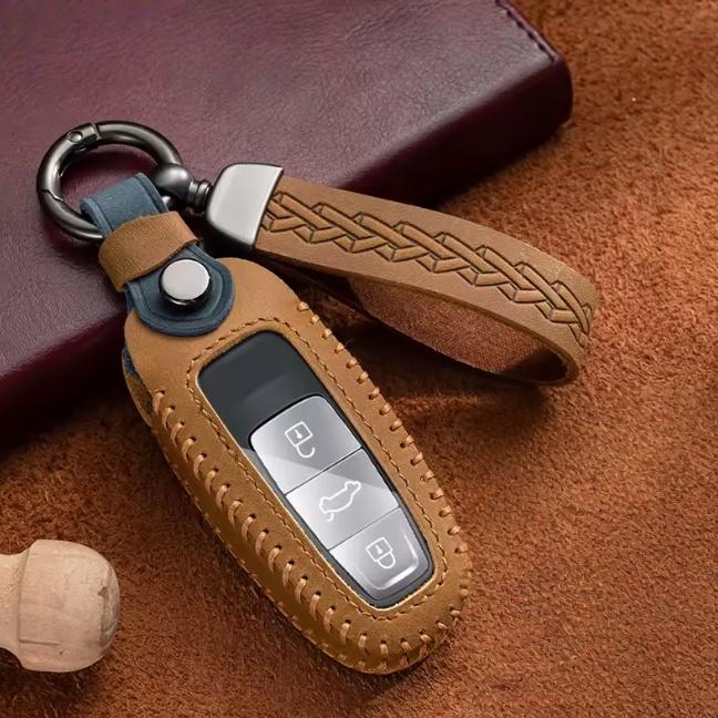 Кожаный чехол-держатель для ключа автомобиля для A8 A7 A6 A4 A3 B9 C8 S7 4K D5 S8 Q7 Q8 SQ8 E-tron 2018 2019 2020 2021 Аксессуары