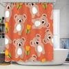 Уютная душевая шторка с принтом мультяшных животных для ванной комнаты Оранжевые плюшевые мишки Дизайн с тюльпанами