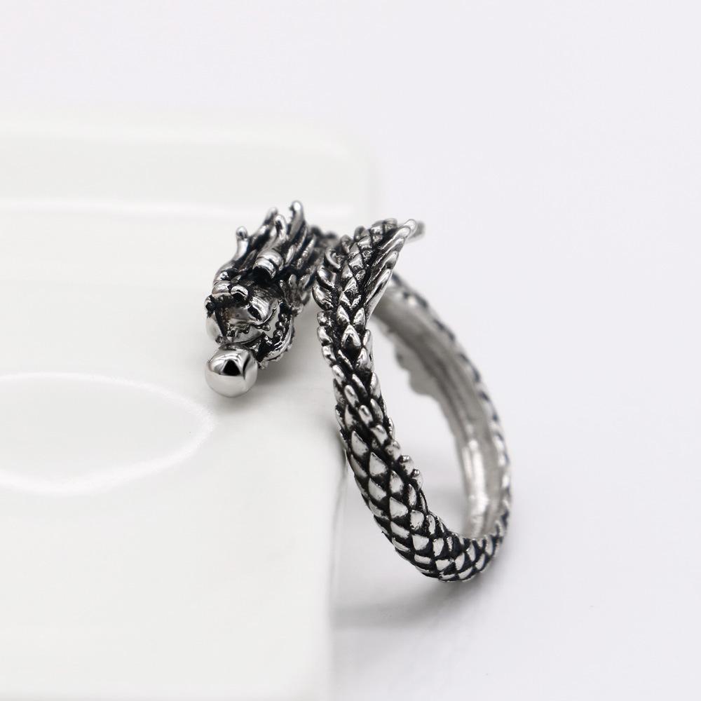 Domineering Personality Dragon Ring, Male And Female Couples Hipster Jewelry, Open Index Finger Ring, Retro Imitation Thai Silver Ring Jewelry