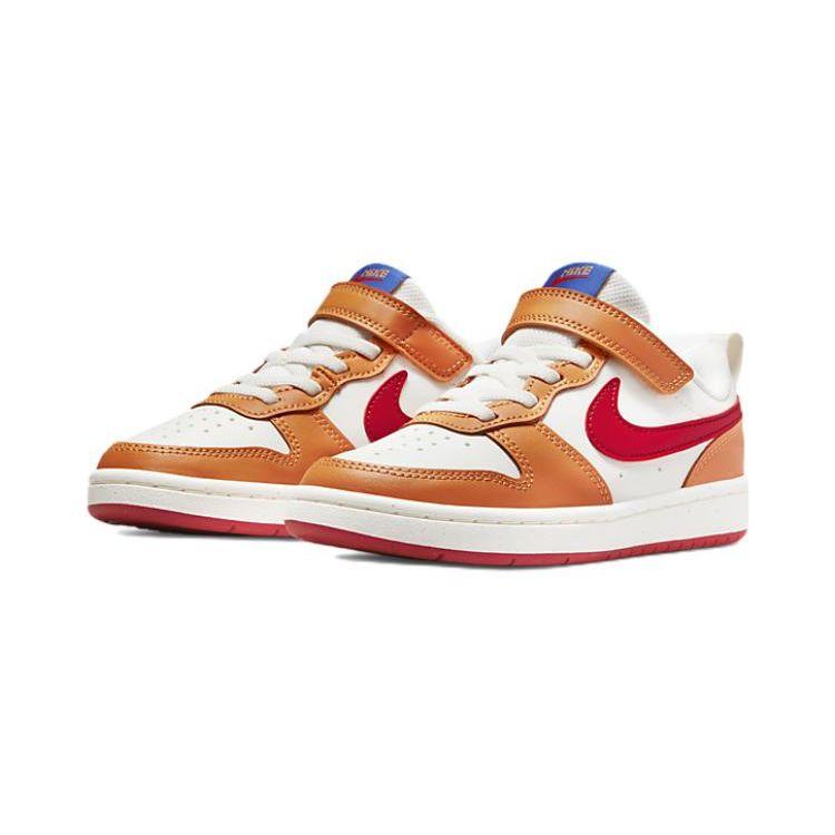 Nike Кроссовки Court Borough Low 2 PS Sail Hot Curry для детей, кремовые, игровые, Royal University, красные BQ5451-119