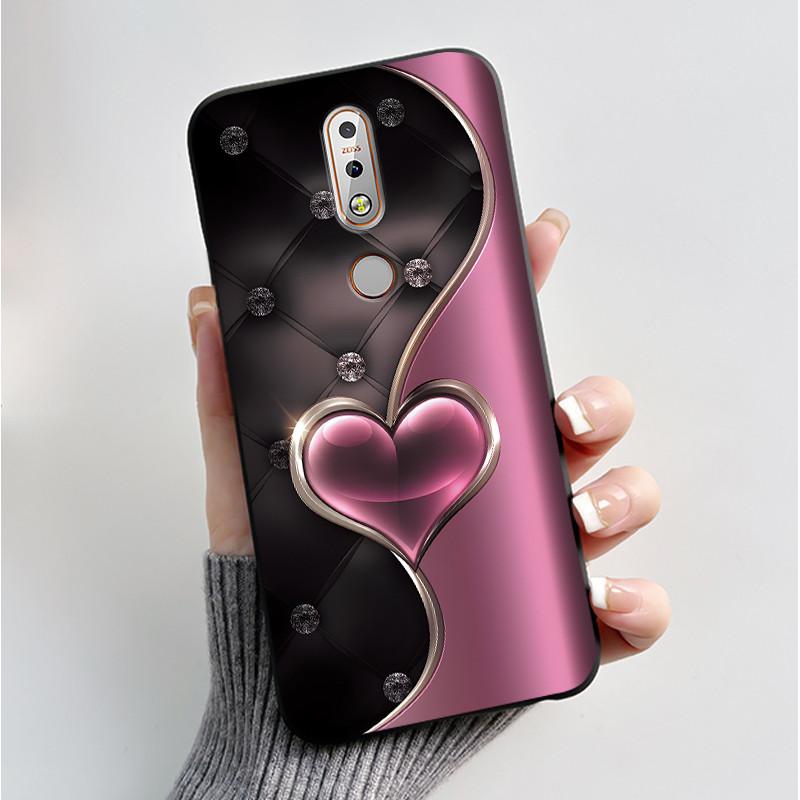 Чехол с рисунком для Nokia 7.1/Nokia 7 Plus Fundas Nokia7 Чехол Мягкий Силикон Черный Корпус Милый Цветок Мультяшный Чехол Coque
