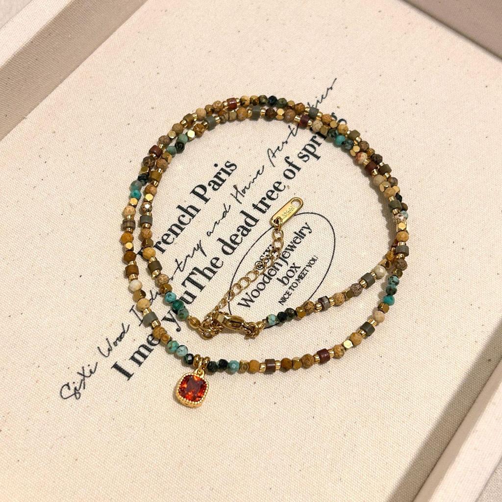 Ожерелье из натурального камня с бусинами для женщин - Роскошный чокер-цепочка на ключицу 2025