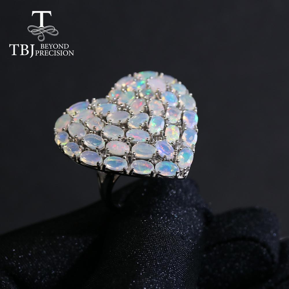 Кольцо с цветным опалом в форме большого сердца, натуральный драгоценный камень, серебро 925 пробы, изысканные украшения для женщин, роскошные ювелирные изделия, подарок для мамы, жены