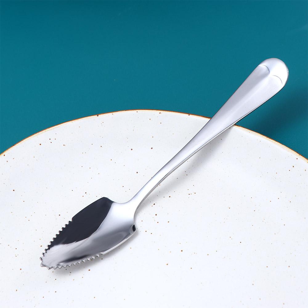 Steel Serrated Edge Scraping Kiwi Scoop Fruit Puree Tool Grapefruit Spoon Baby Food Processer