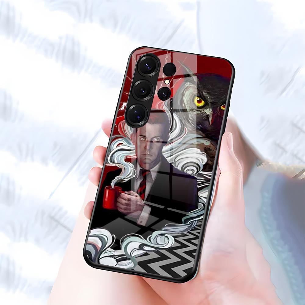 Чехол для телефона Twin Peaks для Samsung S26 S25 S24 FE S23 S22 S21 Plus S20 Ultra Note20Ultra Черная стеклянная крышка