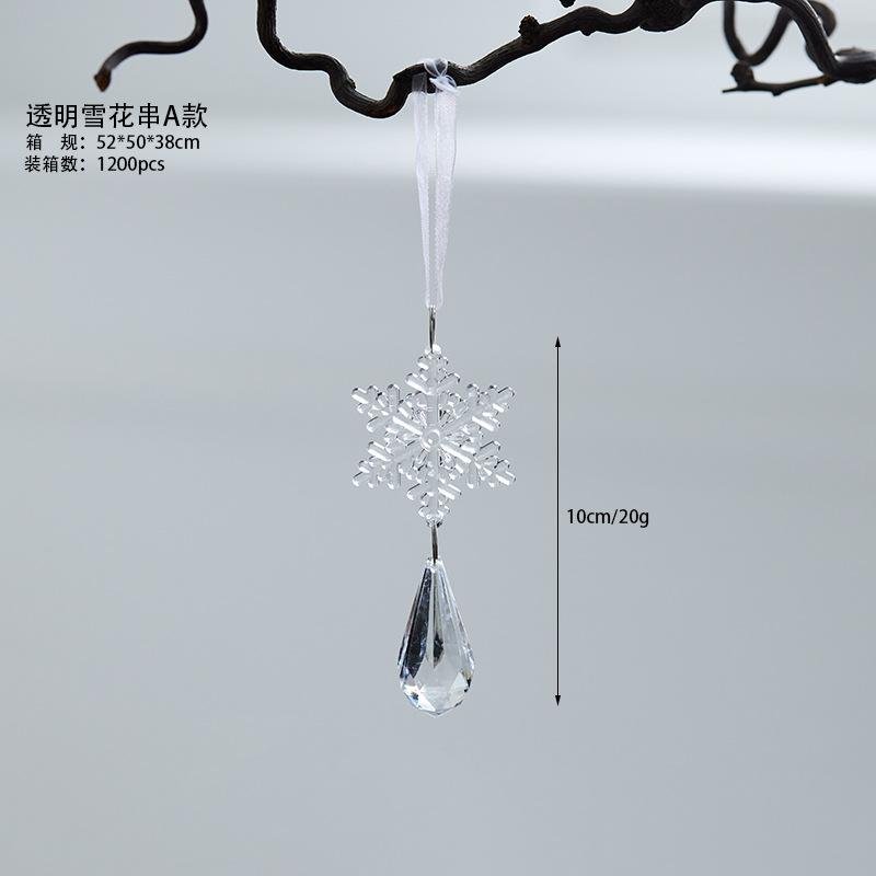 Transparent Christmas Hanging Pendants Acrylic Snow Beads Star Christmas Tree Drop Ornaments Christmas Party Decorations
