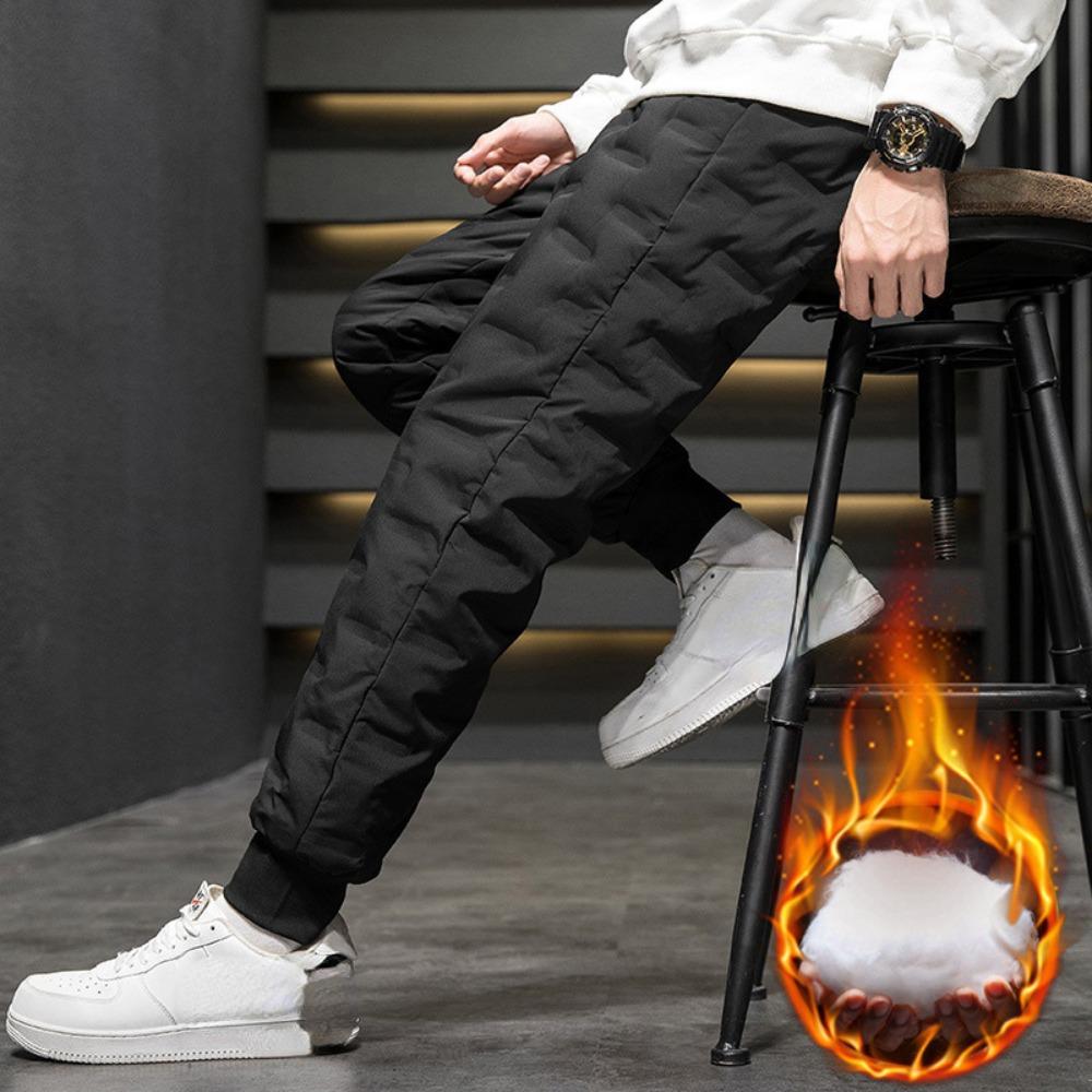 Брюки на теплом пуху, 90% белый утиный пух, утепленные зимние теплые пуховые брюки, мужские брюки для бега, спортивная одежда, спортивные штаны для любителей