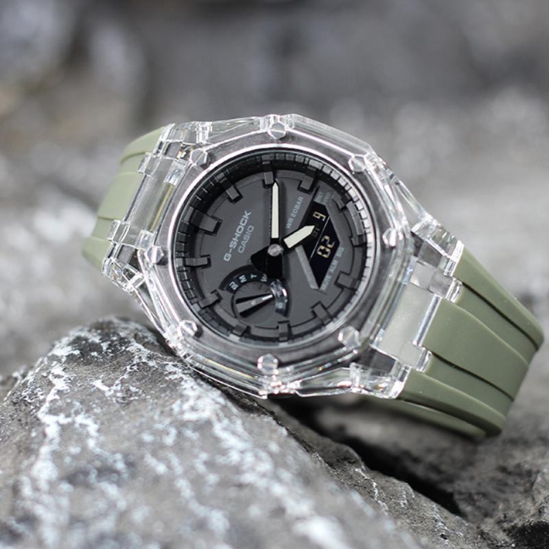 Casio Унисекс Серия с жидкокристаллическим/аналоговым двойным дисплеем Черные часы GA-2100-1A1-