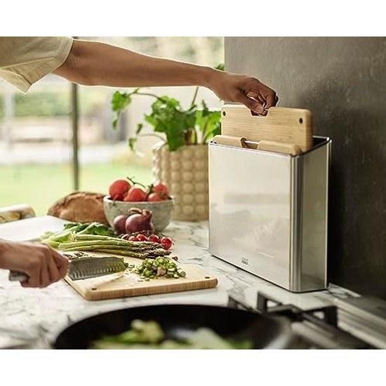 Joseph cutting board set 3 Folio Bamboo large 3828.7cm non-slip feature antibacterial double-sided use stainless storage case stand type kitchen tools