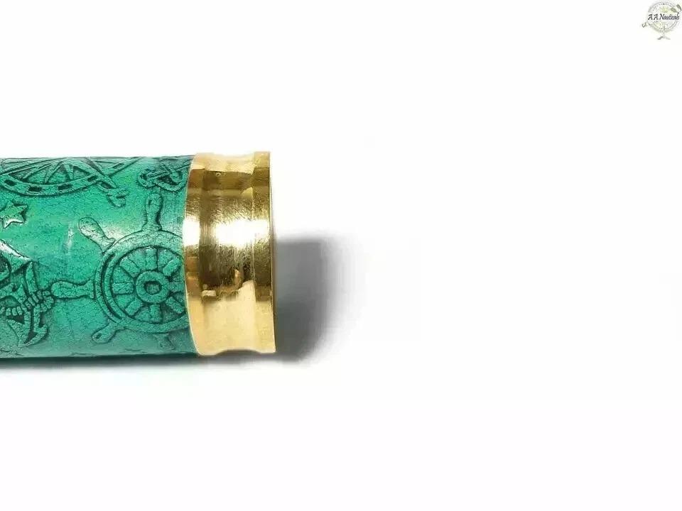 Латунь Кожа 6" Калейдоскоп Ручной работы Винтаж Морской Морской Детский Подарок