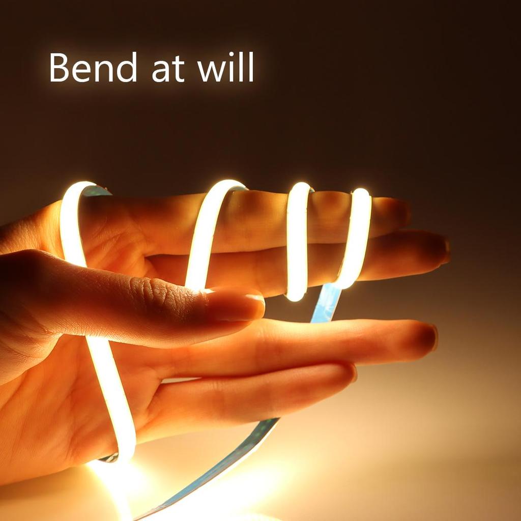 Яркие светодиодные ленты COB, 12 В, гибкие, ширина печатной платы 5 мм, RA90, супер тонкая неоновая лента для украшения кухонного шкафа, комнаты