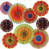 Outus 9 Pcs Mexican Fiesta Hanging Paper Fans Decorations Fiesta Party Supplies Cinco De Mayo Ceiling Wall Decor for Taco Tuesday Event Decor Luau