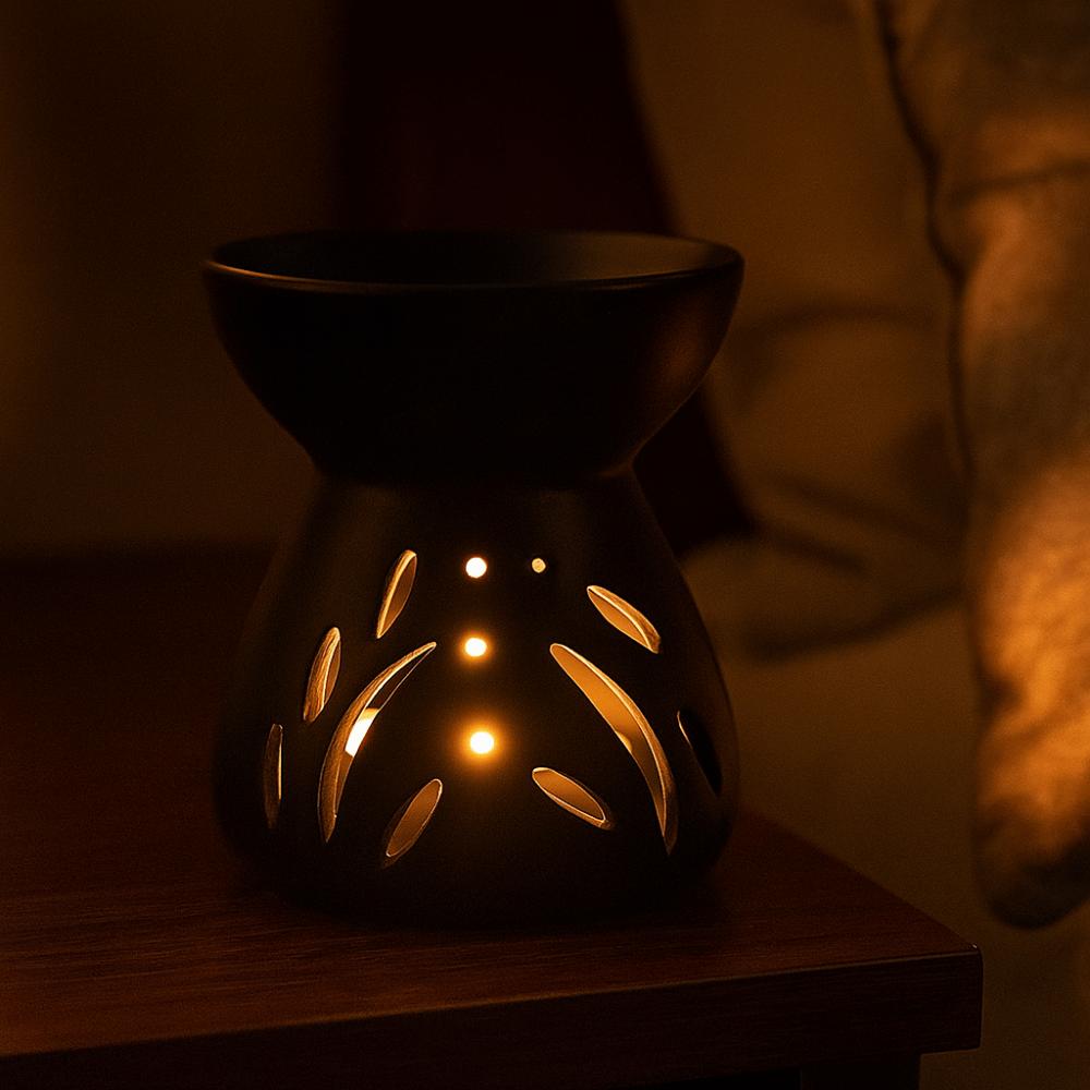 Керамическая аромалампа с ложкой для чайной свечи, вместимость 90 мл, термостойкий диффузор для эфирных масел, украшение ручной работы