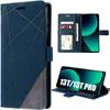 Coque - Xiaomi - 13T/13T Pro - Bleu Marin - Antichoc - Cuir PU - Support Réglable