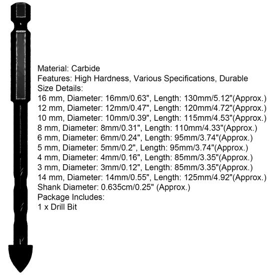 Прецизионное сверло высокой твердости, износостойкое, удлиненное спиральное крестовое сверло с шестигранной головкой для домашнего использования