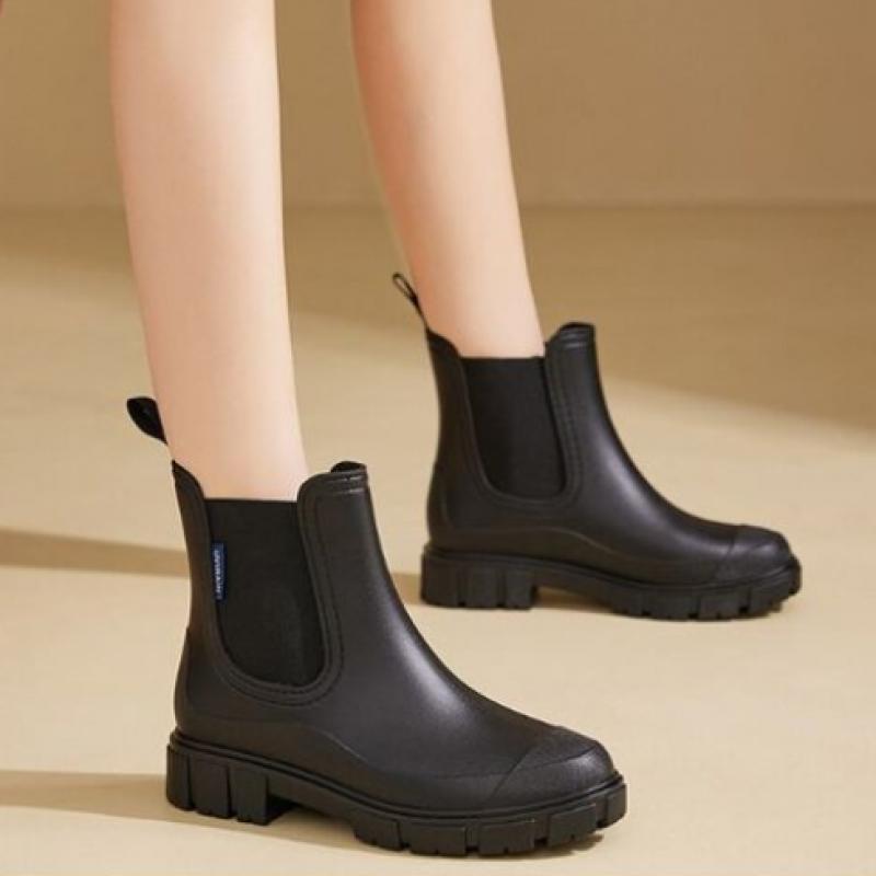 New Arrivals Open Run Waterproof Summer Short Ankle Women Black Rain Boots
