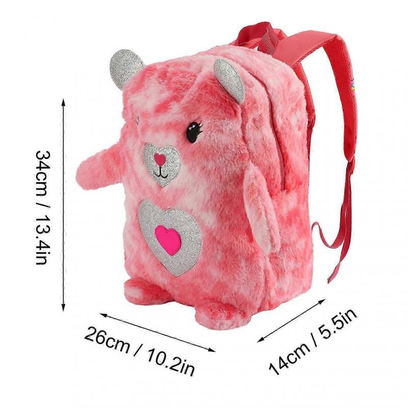 Cartoon Plush School Backpack with Adjustable Strap - Red