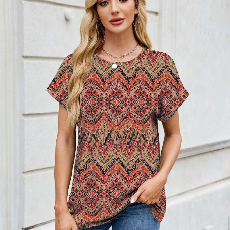 Весна и лето, новый свободный повседневный топ с круглым вырезом и короткими рукавами для женщин