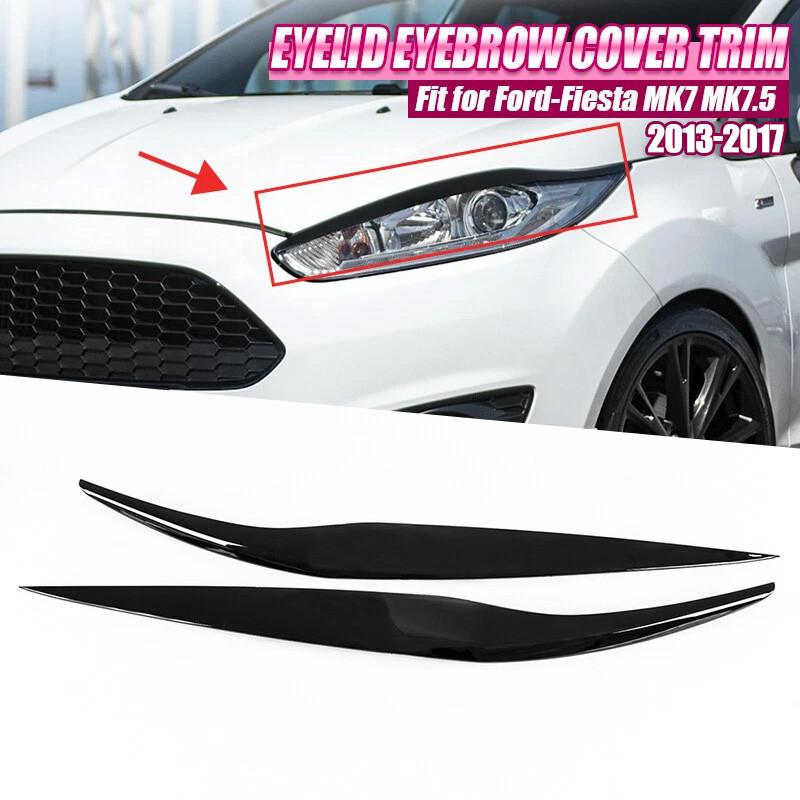 1 Pair Car Front Headlight Lamp Eyebrow Head Light Cover Eyelid Trim for Ford Fiesta MK7 MK7.5 2013-2017