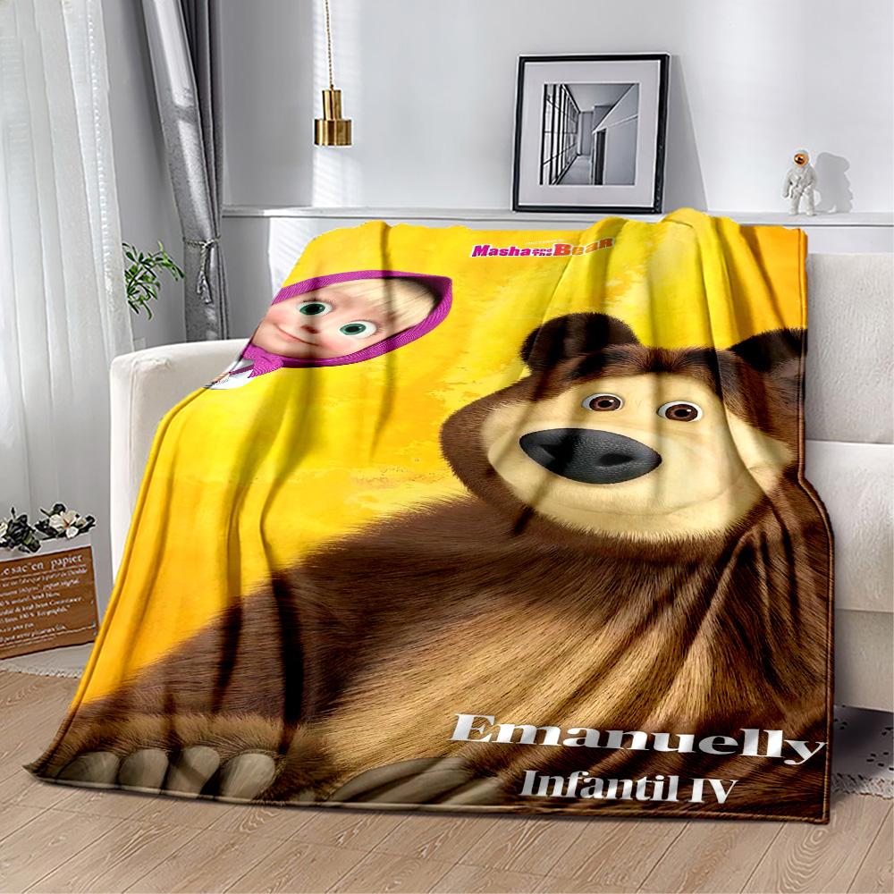 Masha Bear Blanket Comfortable Suitable for Office Bed Picnics Four Seasons Universal Modern Ideal Gift For Birthday Valentine'S Day