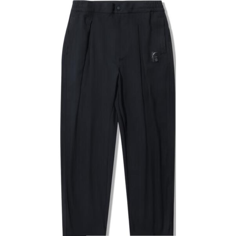 Li Ning X Jackie Chan Collaboration Solid Color Mid Waist Loose Straight Leg Casual Pants Men Bottoms Black AKXU557-2