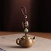 Waterproof Carved Teapot Pendant Ornament Green Sandalwood Phone Chain  Couple
