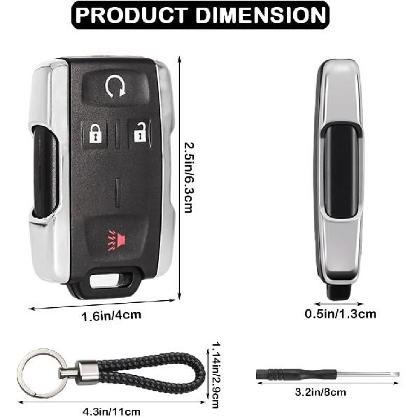 Key Fob Shell Case Replacement for Chevy Silverado Colorado GMC Sierra 1500 2500 3500 HD Canyon 2014 2015 2016 2017 2018 M3N-32337100 4 Button