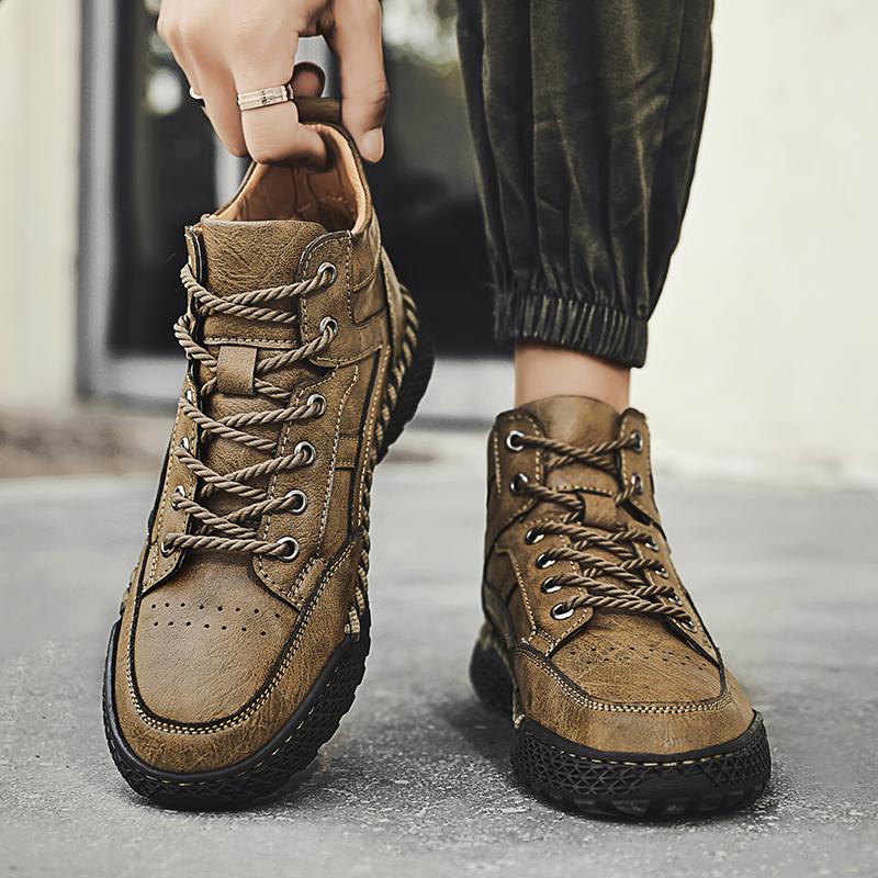 Men Leather Fashion Low Top Hiking Shoes 2024 Male Lace-Up Comfortable Sale Winter Boots Classic Luxury Brand Outdoor Ankle Boot