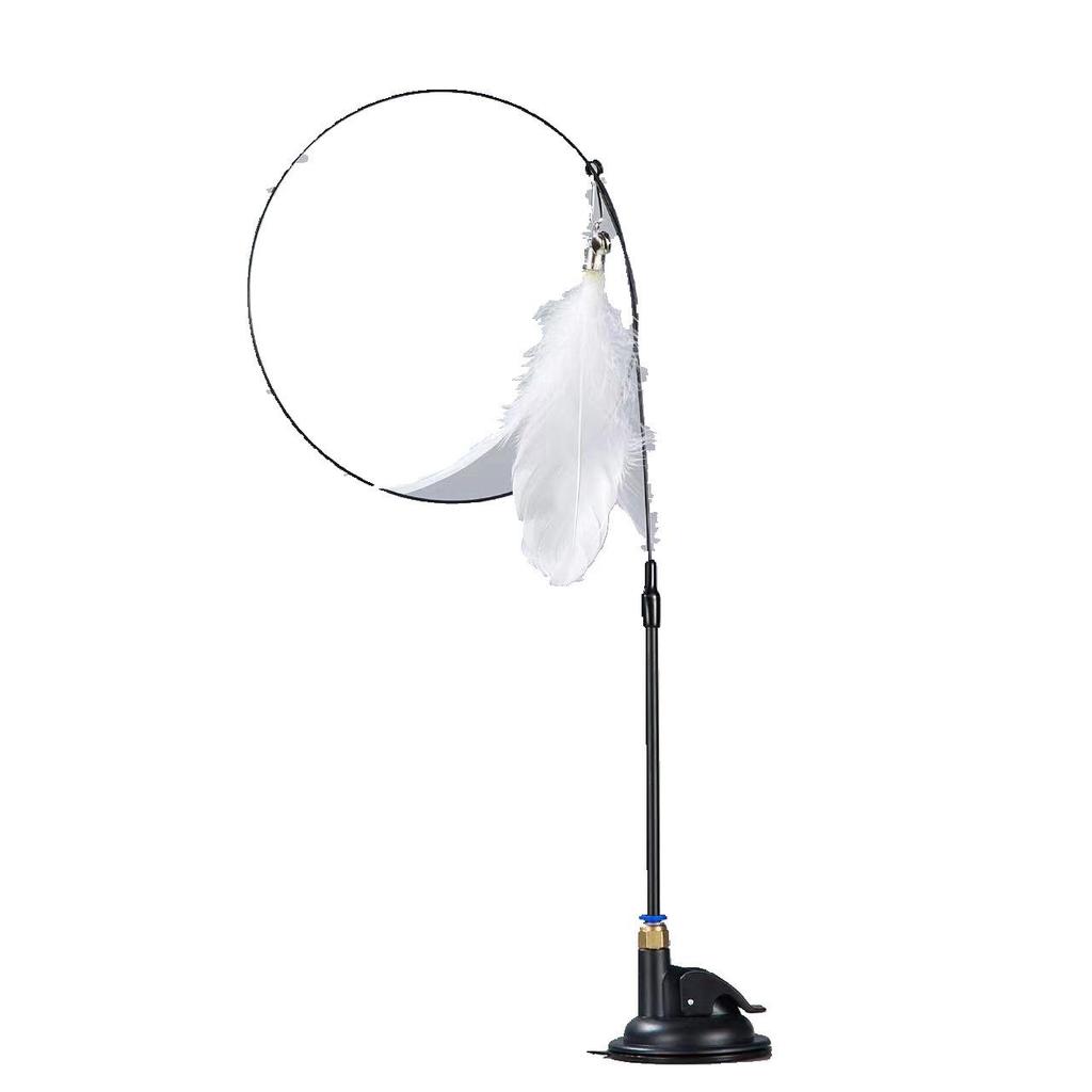 Cat Face Suction Cup Teaser Wand: Elastic Steel Wire Interactive Cat Toy