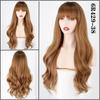 LISI HAIR Synthetic Wig Long Natural Wavy Brown Hair Wigs with Bangs for Women Cosplay Party Lolita Heat Resistant Fiber