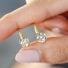 Classic 925 Silver Gold Plated 4 Prong Set Round Cut 1ct VVS GRA Moissanite Jewelry Women's French Style Back Earrings