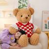 Checkered sweater teddy bear doll for girlfriend bear companion pillow home ornament children's holiday gift