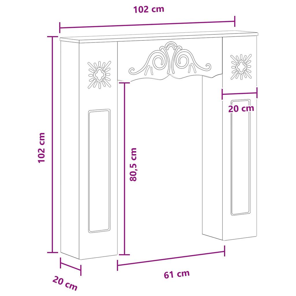 Fireplace Surround High Gloss White 102 x 20 x 102 cm Engineered Wood