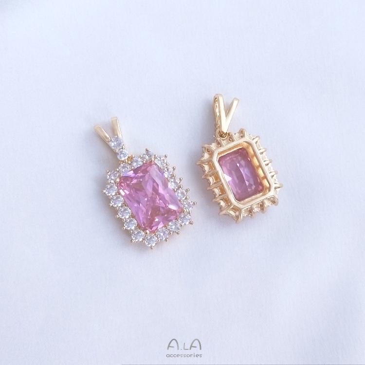 Кулон-ожерелье 'Океанское сердце' из кристалла и циркона, золото 14 карат, персиковое сердце