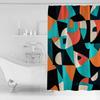 Modernism Abstract Line Color Block Bathroom Shower Curtain Artistic Colorful Bath Rug Decoration for Home Decor