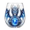 Artistic Kitchen Drinkware Dragon Pattern Glass Water Cup, Lead-free Drinking Glass, Mythical Creature Themed Fantasy Cup Home Office for Hot