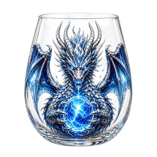 Artistic Kitchen Drinkware Dragon Pattern Glass Water Cup, Lead-free Drinking Glass, Mythical Creature Themed Fantasy Cup Home Office for Hot