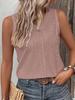New European and American 2023 Summer Women's Solid Color Casual Round Neck Buttoned Vest T-shirt.