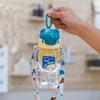 Water bottle new straw cup student children cartoon bear cup portable strap handle sticker plastic cup waterproof and drop resistant