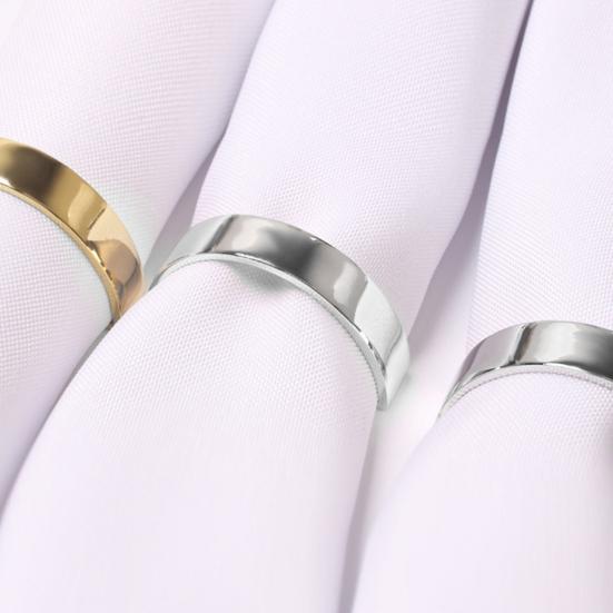 12 шт./набор Пряжка для салфетки Полированная Гальваническое покрытие Высокий глянец D-образное Украшение стола Элегантное Золотой Серебристый цвет Кольцо для салфетки Ресторанный инвентарь