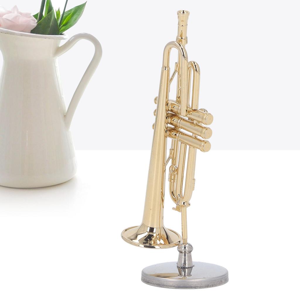  ature Trumpet   Brass Exquisite Design Romantic     Trumpet Model with Stand Case for Desk Bookshelf