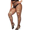Plus Size Fishnet Tights Fashion Rhinestone Party Stockings Female High Waist Stretchy Sexy Black Diamond Leggings Pantyhose