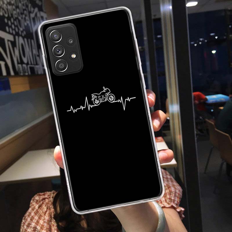 Чехол для телефона с рисунком «Сердцебиение мотоцикла» для Samsung A54 A57 A37 A17 A14 A15 A12 A24 A34 A55 A35 A25 A52S A07 A05S A04S A22 A32 A72 Galax