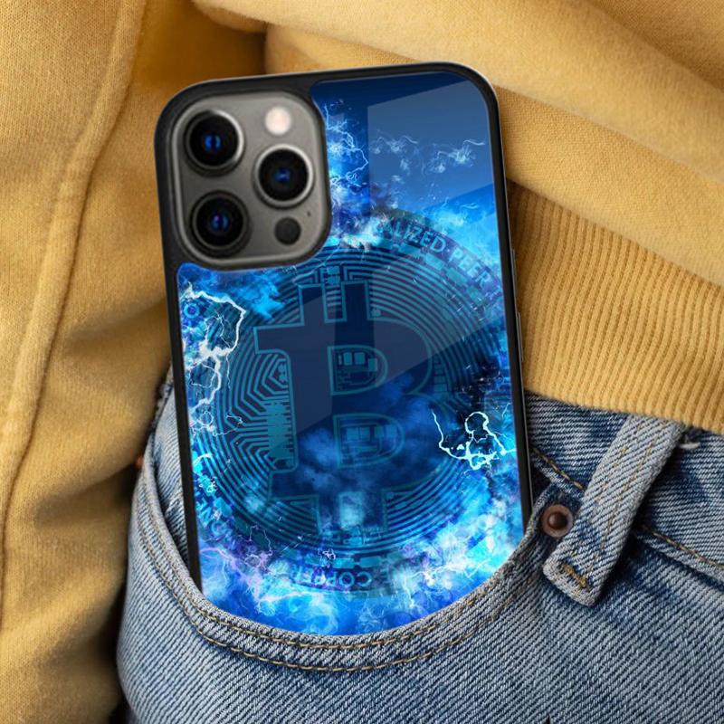 Мягкий чехол BTC Bitcoin для iPhone 17 Air 16e Pro max 15 Pro 13 14 Plus 11 12 MagSafe Магнитный Coque